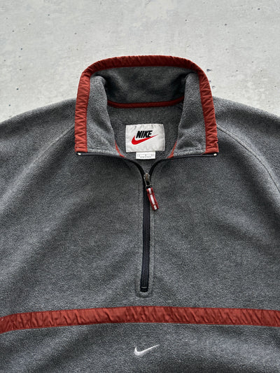 90's Nike Centre Swoosh 1/4 Zip Pullover Fleece (XL)