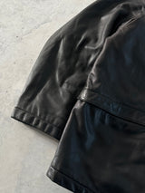 Vintage Hugo Boss Zip Up Leather Jacket (XL)