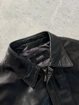 Vintage Hugo Boss Zip Up Leather Jacket (XL)