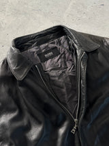 Vintage Hugo Boss Zip Up Leather Jacket (XL)