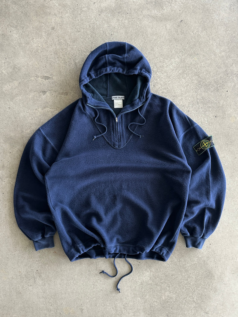 Vintage Stone Island Green Edge Badge 1/4 Zip Pullover Hoodie (L)