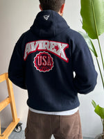Vintage Avirex USA Embroidered Spell Out Zip Up Hoodie (L)