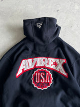 Vintage Avirex USA Embroidered Spell Out Zip Up Hoodie (L)