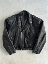 Vintage Leather patina zip up Biker Jacket (XL)