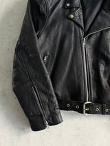 Vintage Leather patina zip up Biker Jacket (XL)