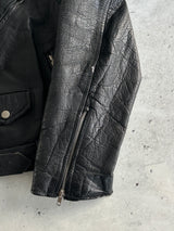 Vintage Leather patina zip up Biker Jacket (XL)