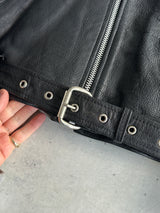 Vintage Leather patina zip up Biker Jacket (XL)