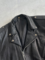 Vintage Leather patina zip up Biker Jacket (XL)