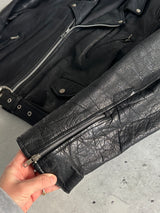 Vintage Leather patina zip up Biker Jacket (XL)