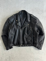 Vintage Leather patina zip up Biker Jacket (XL)