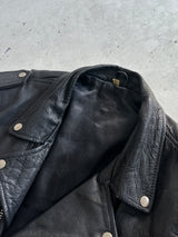 Vintage Leather patina zip up Biker Jacket (XL)