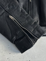 Vintage Leather patina zip up Biker Jacket (XL)