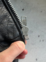 Vintage Leather patina zip up Biker Jacket (XL)