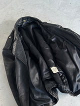 Vintage Leather patina zip up Biker Jacket (XL)