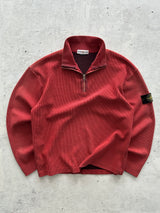 Vintage Stone Island Ribbed 1/4 Zip Pullover Jumper (M)