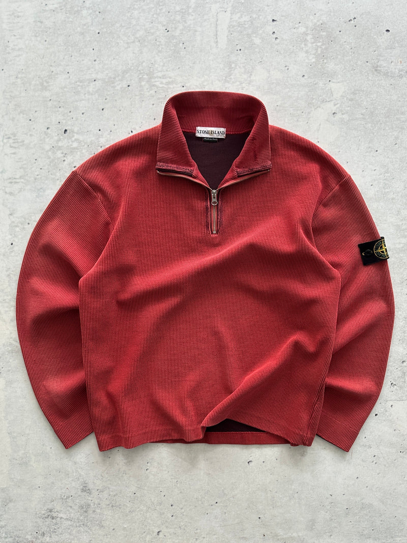 Vintage Stone Island Ribbed 1/4 Zip Pullover Jumper (M)