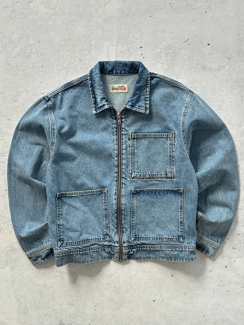 Stussy Denim workwear heavyweight Zip Up Jacket (M)