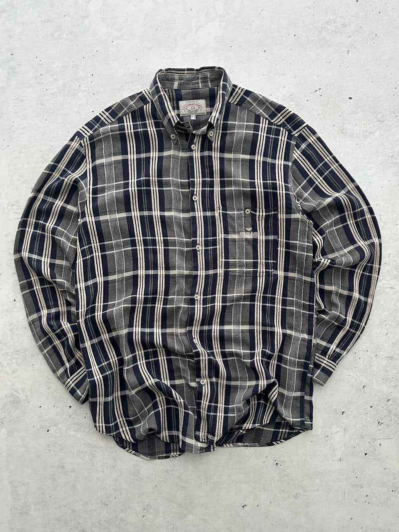90's Armani Jeans Checked Flannel Shirt (L)