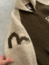 00's Evisu Chunky Wool Knit Zip Up Jumper (XL)