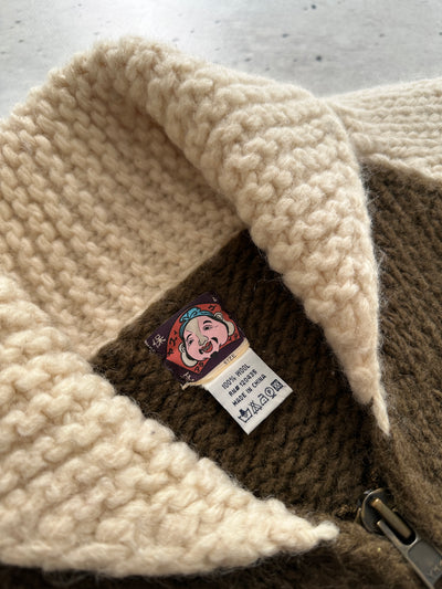00's Evisu Chunky Wool Knit Zip Up Jumper (XL)
