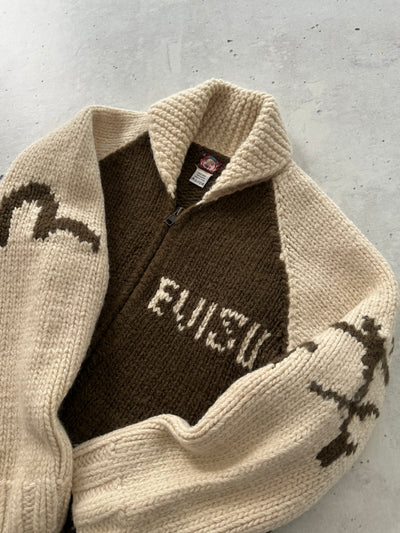 00's Evisu Chunky Wool Knit Zip Up Jumper (XL)