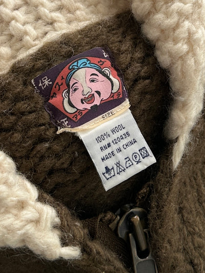 00's Evisu Chunky Wool Knit Zip Up Jumper (XL)