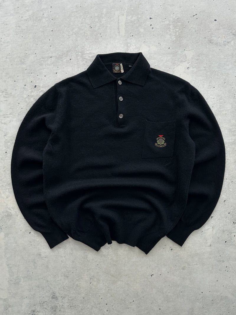 Vintage Giorgio Armani Embroidered Logo Wool Knit Jumper (S)