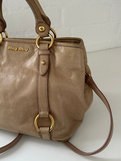 Vintage Miu Miu Vitello Lux 2 Way Leather Bag (One Size)