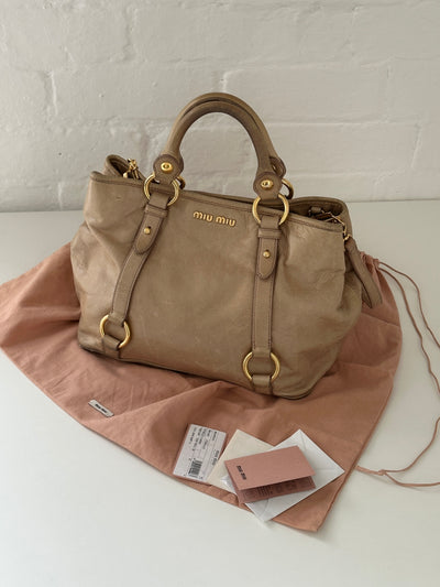Vintage Miu Miu Vitello Lux 2 Way Leather Bag (One Size)