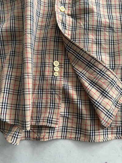 90's Burberry Nova Check Long Sleeve Shirt (XL)