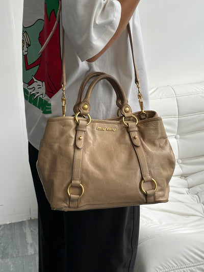 Vintage Miu Miu Vitello Lux 2 Way Leather Bag (One Size)