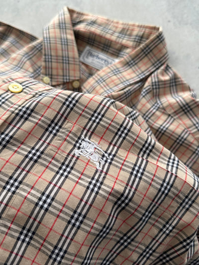 90's Burberry Nova Check Long Sleeve Shirt (XL)