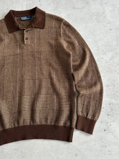 Ralph Lauren Cashmere linen Blend Plaid Pullover Jumper (M)