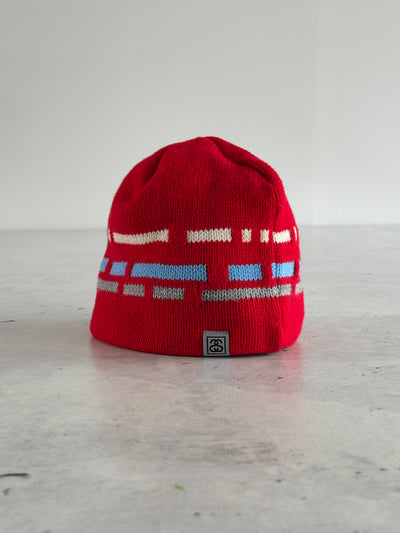 90's Stussy Chunky Knit geometric Beanie (One Size)