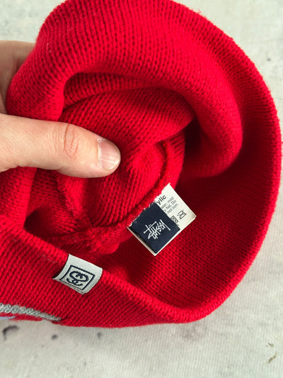 90's Stussy Chunky Knit geometric Beanie (One Size)
