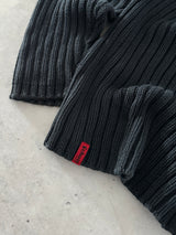 Vintage Schott NYC Chunky Knit Asymmetrical Zip Hoodie (S)