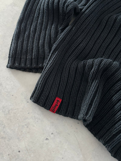 Vintage Schott NYC Chunky Knit Asymmetrical Zip Hoodie (S)