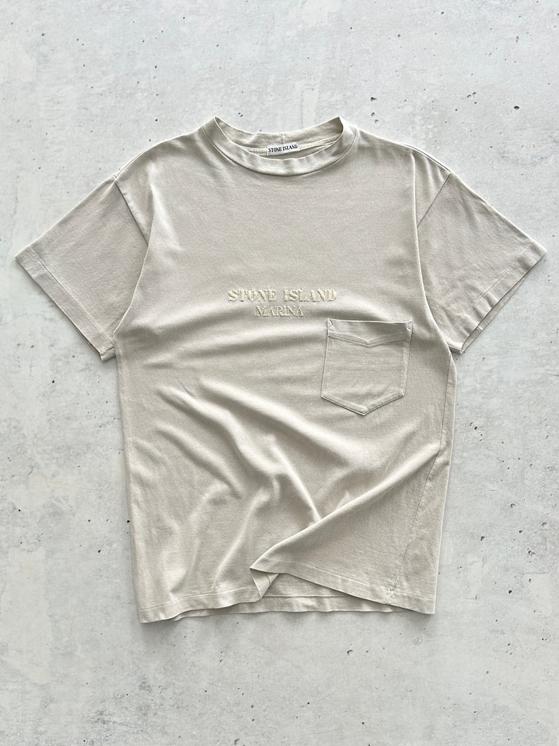 90's Stone Island Marina Heavyweight Embroidered T Shirt (L)
