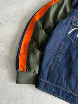 Evisu Embroidered Panelled Zip Up Denim Jacket (M)