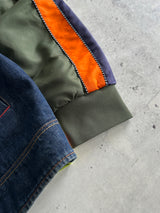 Evisu Embroidered Panelled Zip Up Denim Jacket (M)
