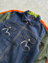 Evisu Embroidered Panelled Zip Up Denim Jacket (M)