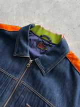 Evisu Embroidered Panelled Zip Up Denim Jacket (M)