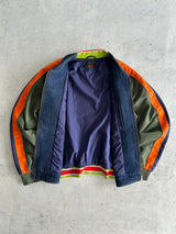 Evisu Embroidered Panelled Zip Up Denim Jacket (M)