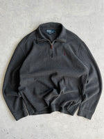 90's Ralph Lauren Heavyweight Ribbed 1/4 Zip Jumper (M)