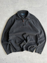 90's Ralph Lauren Heavyweight Ribbed 1/4 Zip Jumper (M)