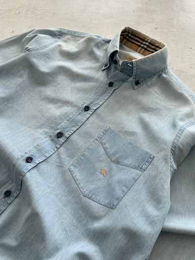 Burberry Nova Check Long Sleeve Denim Shirt (M)