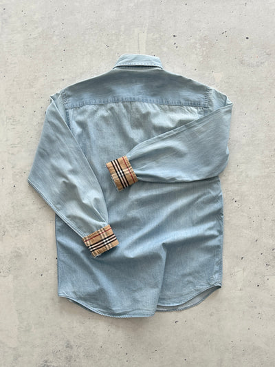 Burberry Nova Check Long Sleeve Denim Shirt (M)