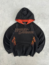 00's Harley Davidson Flames Pullover Hoodie (S)