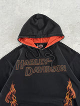 00's Harley Davidson Flames Pullover Hoodie (S)