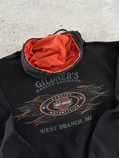 00's Harley Davidson Flames Pullover Hoodie (S)